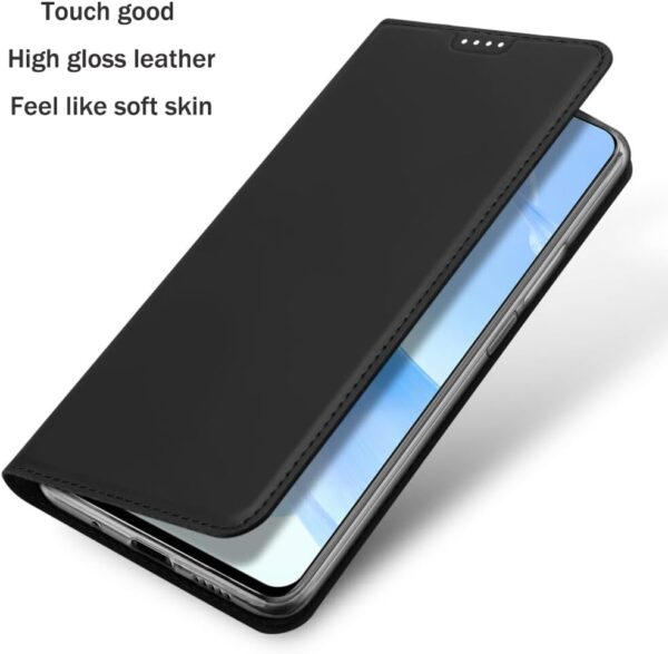 OIATROE Case for Honor 90 Lite/X50i, Skin Touch Series，PU Leather Wallet case Stand Cover,Magnetic Closure,Leather Flip Cover Wallet for Honor 90 Lite/X50i -Black - Image 3