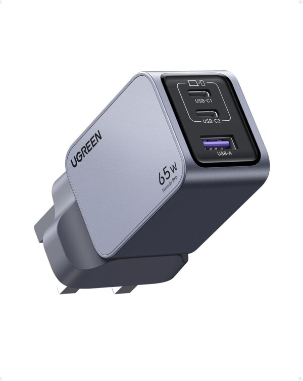 UGREEN Nexode Pro 65W USB C Charger【Upgraded GaNII Tech】3-Port GaN Laptop Charger Type C Compact Fast Wall Charger Adapter for MacBook Pro/Air, Dell XPS, iPad Pro, iPhone, Samsung, Steam Deck, etc - Image 2