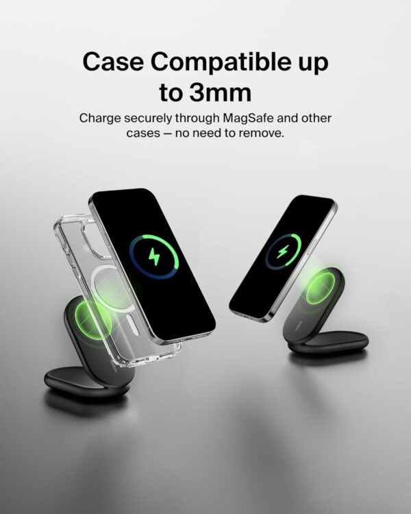 Belkin BoostCharge MagSafe Charger, Magnetic Foldable Wireless Charging Stand 15W, MagSafe-Compatible Portable Fast Charger for Qi2, iPhone 16, 15 & 14 Series, Standy Mode Ready, PSU Included - Black - Image 8