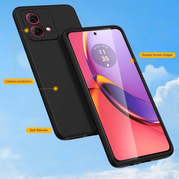 Muzz Sleek Back Cover Case for Motorola Moto G84 5G | Slim Fit Protective Design | Ultra Matte Finish | Camera Protection Bump | Soft Silicon Back Cover Case for Moto G84 (Black) - Image 4