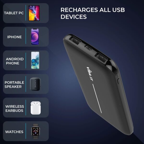 Vida IT USB Power Bank for Heated Jacket Vest Gilet 10000mAh Battery Pack 5V 2A, Thin Power Pack Portable Charger for iPhone Samsung Galaxy Mobile Phone Tablet, Slim Lightweight with Long Battery Life - Image 8