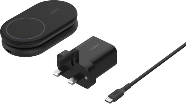 Belkin BoostCharge MagSafe Charger, Magnetic Foldable Wireless Charging Stand 15W, MagSafe-Compatible Portable Fast Charger for Qi2, iPhone 16, 15 & 14 Series, Standy Mode Ready, PSU Included - Black - Image 3