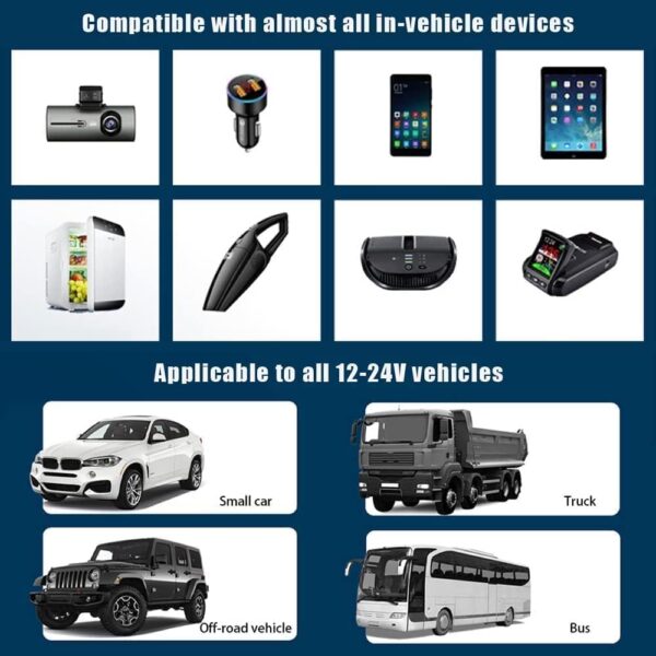 NALACAL Car Charger Cigarette Lighter Adapter, USB C Car Charger Socket 12V-24V, 120W Fast Charge Cigarette Lighter, PD & QC3.0 USB Charger Adapter - Image 6