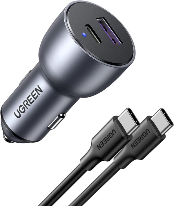 UGREEN 52.5W Car Charger Cable PD30W iPhone 16 Pro Car Charger Fast Dual USB Ports Fast Car Power Adapter Samsung S24 Series 25W Car USB Charger With 1M USB C Cable for Samsung, iPhone, iPad, Huawei - Image 2