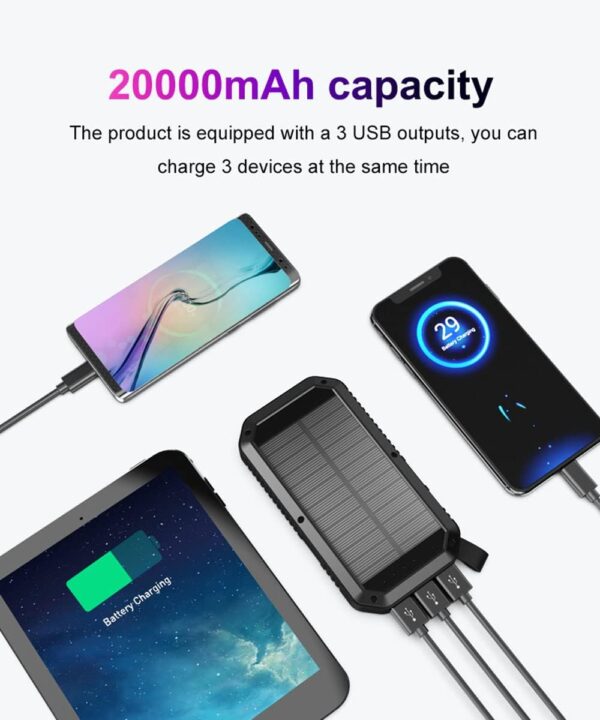 CRONY ES981S-Business Power Bank 20000mAh Solar power bank with LED camping light - Image 3