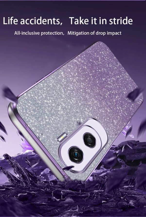 GOGME Glitter Case for Huawei Honor 90 Lite, Electroplated Frame TPU Anti-Scratch Glitter/Transparent Protective Case. Blue - Image 6