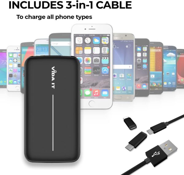 Vida IT USB Power Bank for Heated Jacket Vest Gilet 10000mAh Battery Pack 5V 2A, Thin Power Pack Portable Charger for iPhone Samsung Galaxy Mobile Phone Tablet, Slim Lightweight with Long Battery Life - Image 5