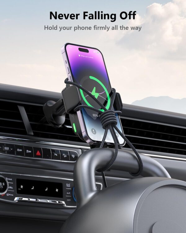 SooPii Dual Coils Wireless Car Charger,15W Fast Smart Alignment Wireless Charging Car Mount, Full Auto-Clamping Car Phone Holder Charger for lPhone 15/14/13 Pro,Galaxy Z Fold4/3/Flip4/3/S24/S23 - Image 9