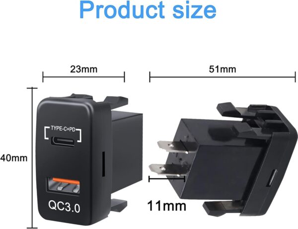 NALACAL USB Quick Charger Socket 12V/24V 38W 3.0 USB &Type-C PD Outlet USB Multi Port Charge Power Adapter with LED Voltmeter Display for Car Truck Golf Boat Marine RV Motorcycle-1 PCS - Image 7