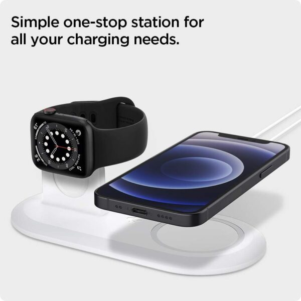 Spigen Mag Fit Duo Designed for MagSafe Charger Pad/Designed for Apple Watch Stand for All Series - White - Image 4