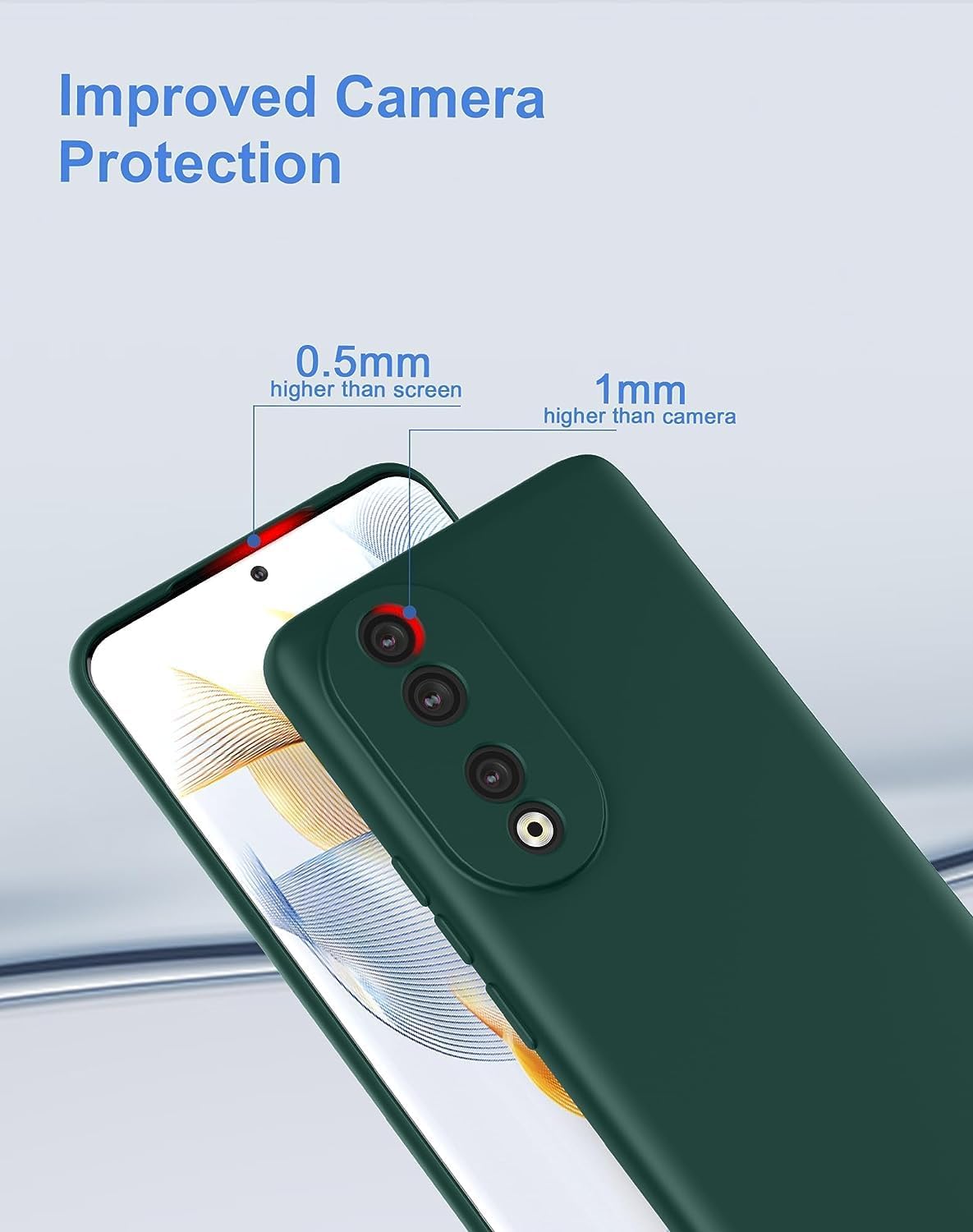 Zubitech Case for Honor 90 Soft Silicone Gel Rubber Case Shockproof Matte Finish Back Hard Shell Cover Inner Fabric Lining full Camera Protection Case for Honor 90 (Green) - Image 4