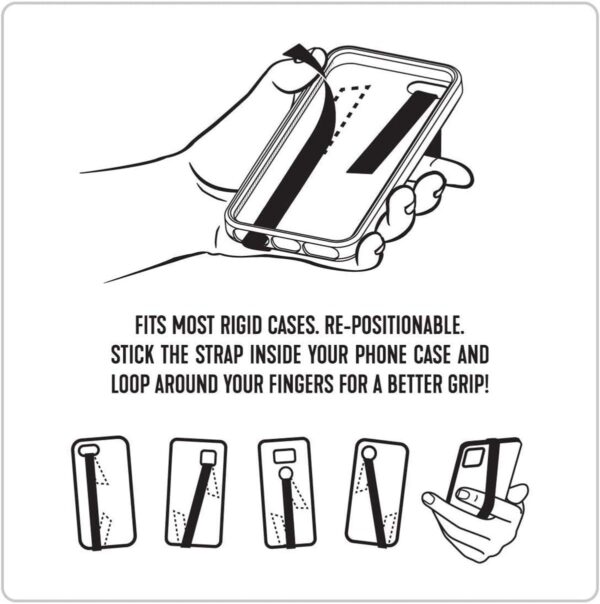 DELFINO Phone Loops Phone Loops Phone Grip Finger Strap Accessory for Mobile Cell Phone (Black) - Image 5