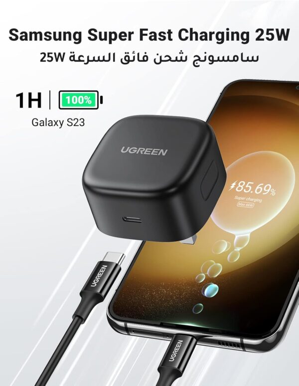 UGREEN 25W Fast Samsung Charger Cable 2M for Samsung Galaxy S24, S23, S22, S21, S20, Z Fold, Z Flip, Note 9/8/7, A32, A33, A53, A73, A70, USB C Super Fast Charger for iPad Pro/Air, Oneplus, Xiaomi,etc - Image 3