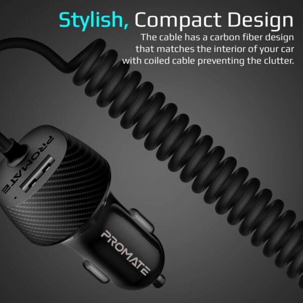 Promate VOLTRIP-UNI Ultra-Compact 3.4A Quick Charger Adapter with Built-In 3-in-1 Splitter USB-C - (Pack of1) - VolTrip-UNI - Image 5
