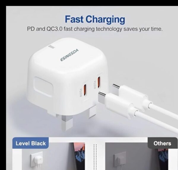 First Pro Dual Type C Charger 40W - Fast Charging phone Adapter for android, iphone16 Pro max/iPhone 15 Pro Max, iPad Pro, Apple Devices, Samsung s23 ultra - 2 USB-C PD, Type C & Type-C Cable Included - Image 4