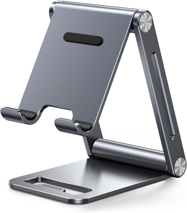 UGREEN Phone Stand Aluminum Mobile Stand Adjustable Mobile Holder Foldable Phone holder, Desktop iPhone Stand Compatible with All Mobile Phone, iPhone 16 Pro Max/16 Pro/16, Galaxy S23 S24 Ultra (Grey) - Image 9