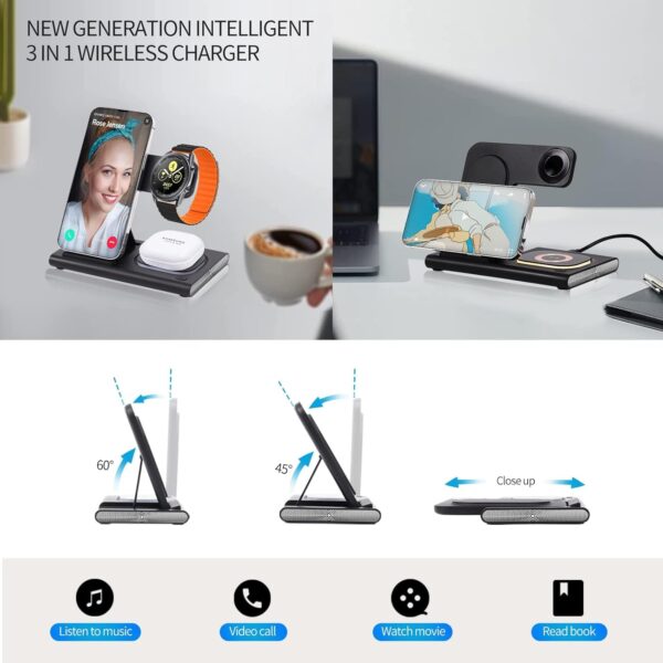 Azonee Wireless Charger for Samsung S23 Ultra, 3 in 1 Samsung Charging Station for Samsung S23+/S22 Ultra/S22/Z Fold 4/Z Flip 4, Samsung Watch Charger for Galaxy Watch 5/5 Pro/4/3/Active 2 - Image 6
