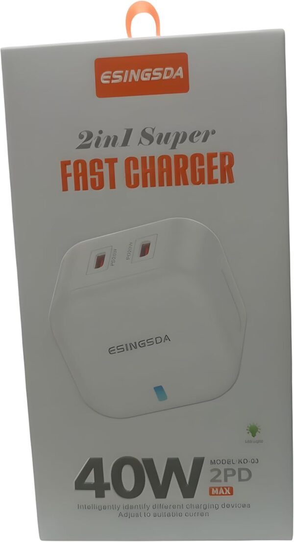 First Pro Dual Type C Charger 40W - Fast Charging phone Adapter for android, iphone16 Pro max/iPhone 15 Pro Max, iPad Pro, Apple Devices, Samsung s23 ultra - 2 USB-C PD, Type C & Type-C Cable Included - Image 10