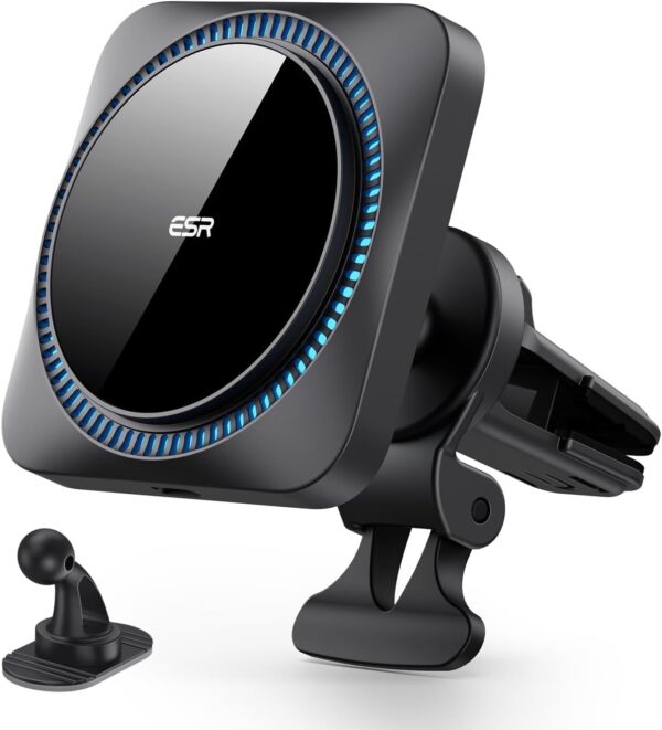 ESR Magnetic Wireless Car Charger with CryoBoost (HaloLock), Compatible with MagSafe Car Charger for iPhone 16/15/14/13/12 Series, Air Vent Mount, Fast Charging, Phone-Cooling Charger, Frosted Onyx - Image 2