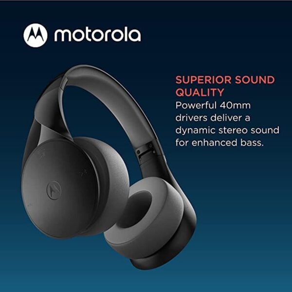 Motorola Bluetooth Wireless Headphones With Microphone, Moto Xt500+ Over-Ear Headphones In-Line Control For Calls - Foldable Head Phones, Adjustable Headband, Clear Sound - Black - Image 4