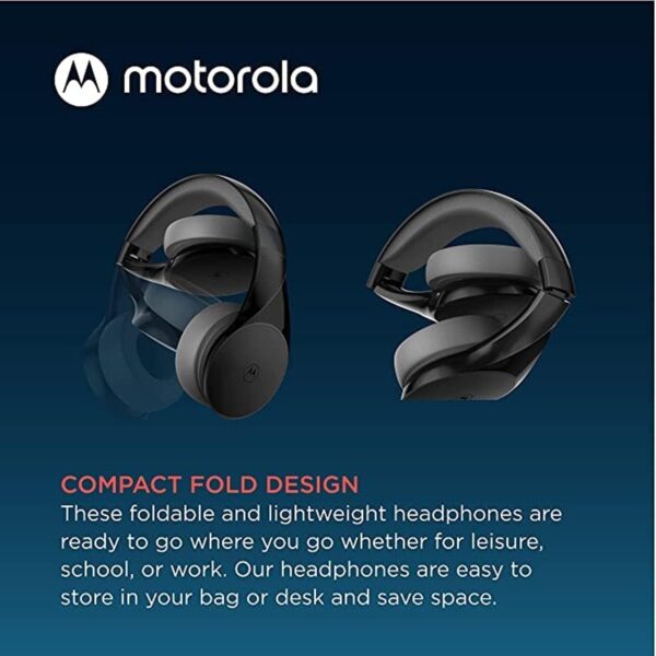 Motorola Bluetooth Wireless Headphones With Microphone, Moto Xt500+ Over-Ear Headphones In-Line Control For Calls - Foldable Head Phones, Adjustable Headband, Clear Sound - Black - Image 3