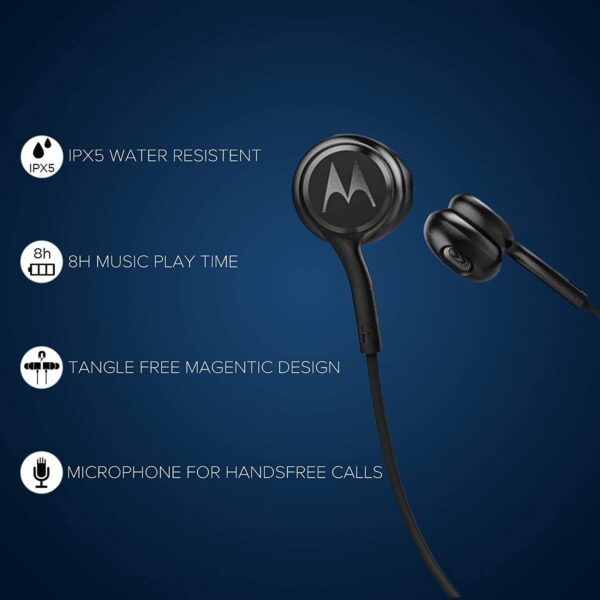 Motorola Ververap 105 Bluetooth Wireless Earbud in-Ear Neckband Headphone with Mic (Black) - Image 6