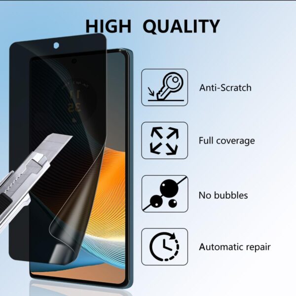 Bekiikoo Privacy Screen Protector for Motorola Edge 50 Pro/50 Ultra/50 Fusion, Ultra Thin Flexible TPU Anti-Spy Film, Privacy Protection, Tempered Glass Screen Protector for Moto Edge 50 Pro/50 - Image 5