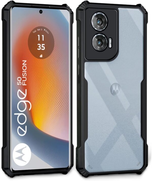 Zubitech Moto Edge 50 Fusion 5G Back Cover | Transparent Crystal Clear Hard PC Back Case with TPU Bumper, Drop Protection Case Cover for Moto Edge 50 Fusion - Image 5