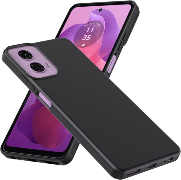 Muzz Motorola Moto G24 Power Case Cover, Ultra Slim Soft TPU Silicone Matte Shockproof Bumper Cover with Camera Protection Anti-Scratch Thin Flexible Phone Case for Moto G24 Power (Black) - Image 2