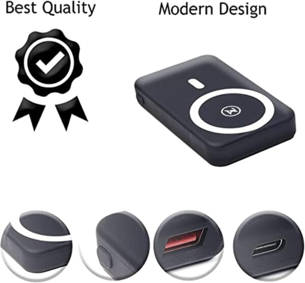 Max & Max Magnetic 10000 mAh Power bank, Wireless Portable charger with Foldable stand, PD 20W wired charging, iPhone magnetic charger for iPhone 15/14/13/12 and Samsung S24 S23 series - Black - Image 9