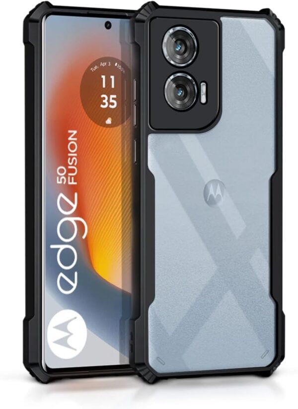 Zubitech Moto Edge 50 Fusion 5G Back Cover | Transparent Crystal Clear Hard PC Back Case with TPU Bumper, Drop Protection Case Cover for Moto Edge 50 Fusion - Image 2