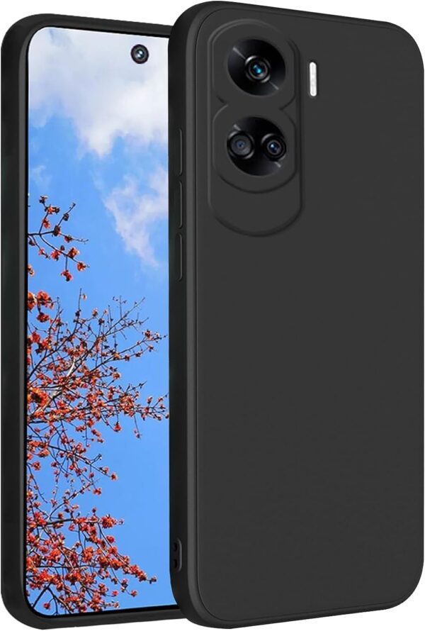 Silicone Case for Honor 90 Lite Cover, Liquid Gel Rubber Bumper Case with Soft Microfiber Lining Cushion Slim Hard Shell Shockproof Protective Cover for Honor 90 Lite 5G (Black) - Image 2