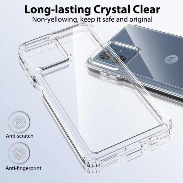 T Tersely Crystal Clear Case Cover for Motorola G54 2023, Hard Back Slim Shockproof Bumper, Non-Yellowing, Wireless Charging Compatible for Motorola G54 6.5 inch - Image 5