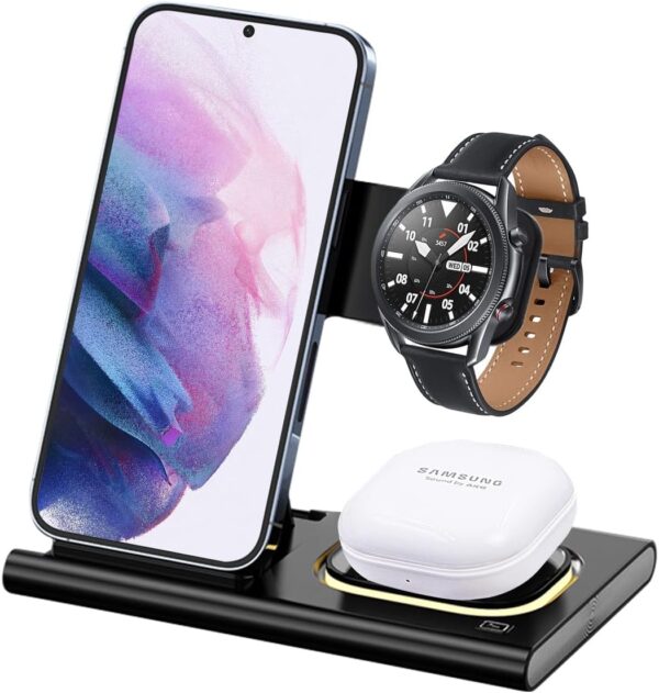 Azonee Wireless Charger for Samsung S23 Ultra, 3 in 1 Samsung Charging Station for Samsung S23+/S22 Ultra/S22/Z Fold 4/Z Flip 4, Samsung Watch Charger for Galaxy Watch 5/5 Pro/4/3/Active 2 - Image 2
