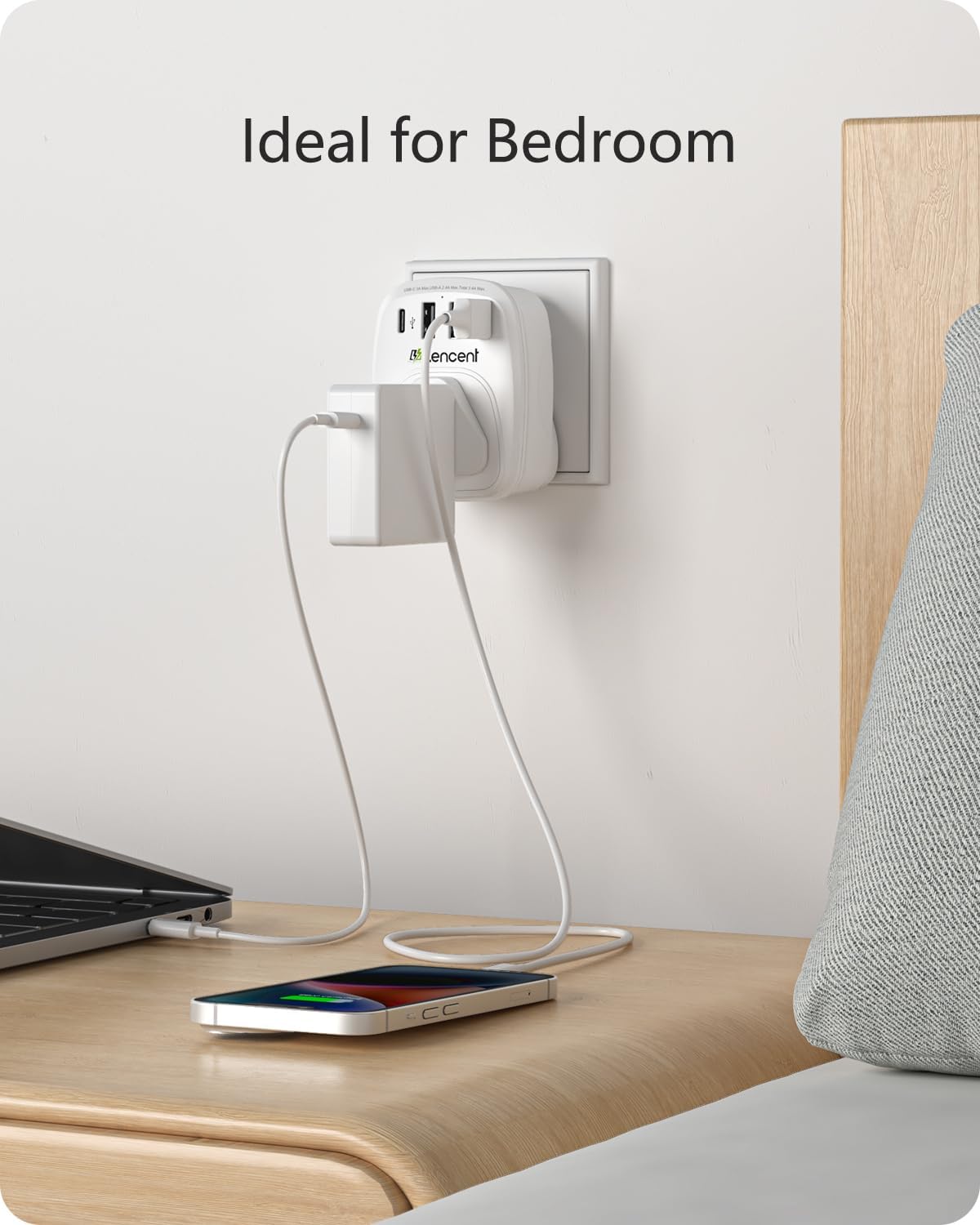 LENCENT USB Plug Charger UK with 1 Type C and 3 USB Ports, 1 Way Socket Extension, 5-in-1 USB Outlet Plug Extender for Household Appliances, iPhone, Smartphone Tablets, Ideal for Home Office Bedroom - Image 6