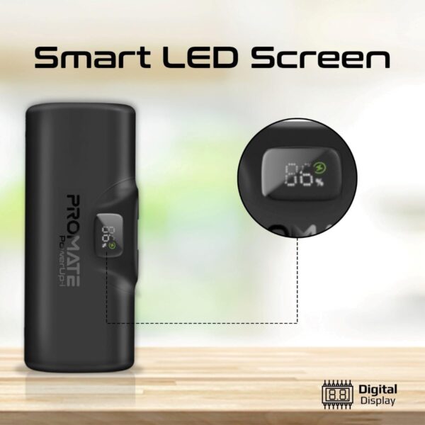 Promate Power Bank, 5000mAh Ultra-Compact Portable Charger with Built-In 20W Foldable Lightning Connecter, 20W USB-C Power Delivery Port, LED Screen and Foldable Kickstand for iPhone POWERUP-I.BLACK - Image 9