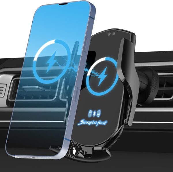 NALACAL 15 W Car Mobile Phone Holder with Charging Function, Automatic Clamping Qi Inductive Charging Station Car Charger Accessories Fast Wireless Charger Car for iPhone Samsung LG - Image 2