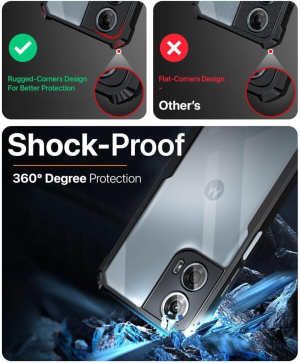 Muzz Motorola Moto G24 Power Case Back Cover Shockproof Bumper Crystal Clear | 360 Degree Protection TPU+PC | Camera Protection | Acrylic Transparent Eagle Cover for Motorola Moto G24 Power (Black) - Image 3