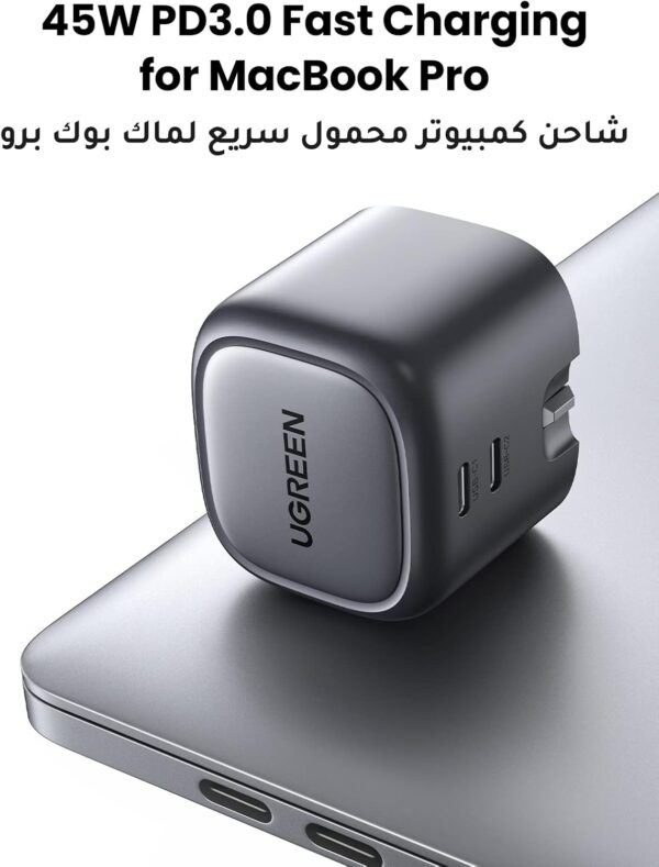 UGREEN Nexode 45W Charger GaN Dual USB Charger Type C Foldable 45W Fast MacBook Air Charger, Samsung Charger USB C Power Adapter for Samsung S24 Ultra 25W, iPhone 15 Pro Max, MacBook Air, iPad, etc - Image 5