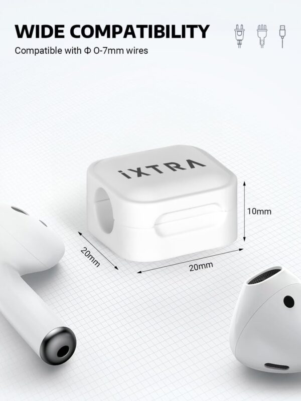 iXTRA 6 Pack Magnetic Cable Clips Cable Management Adhesive Cord Organizer Wire Holder Keeper USB Charger Holder for Home & Office Desk Phone Wall Kitchen Car Desktop Nightstand (White) - Image 5