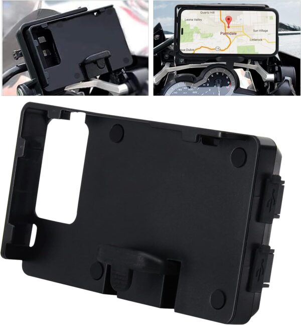 MDPROMCP R1200GS Motorcycle Phone Holder with Double USB Charger Mobile Phone Mount GPS Navigation Bracket Compatible with F700GS F800GS R1200GS R1250GS CRF1000L Africa Twin 12MM Roll Bar - Image 2