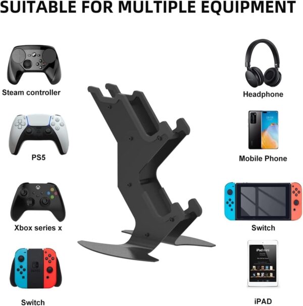 NBCP Controller Holder, Game Controller Rack Headset Stand for Xbox Series X S / Xbox one / PS5 / PS4 / NS / PC /Headset , Aluminum Metal Headset Mount Universal Organizer for Video Game Accessories - Image 4