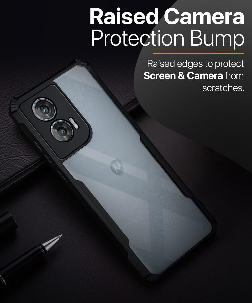 Zubitech Motorola G85 Shockproof Crystal Clear Back Cover Case for Moto G85 | 360 Degree Protection | Protective Design | Transparent Back PC & TPU | Black Bumper for Moto G85 - Image 5