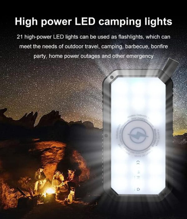CRONY ES981S-Business Power Bank 20000mAh Solar power bank with LED camping light - Image 9