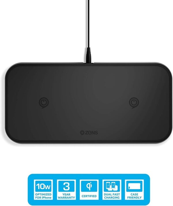 Zens Wireless Dual Charger - Black - Image 3