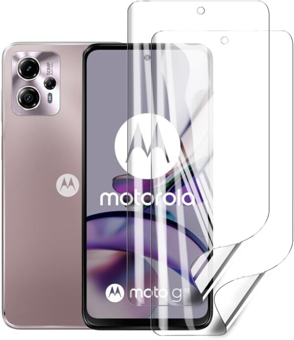 Glcrrpu Pack of 2 Hydrogel Screen Protector Film for Motorola Moto G13 [6.5 inch], Flexible Hydrogel Film, Soft Transparent TPU, HD - Image 2