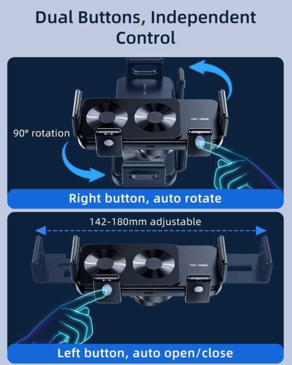 KASTWAVE Wireless Car Charger Mount, Rotatable [Dual Coils] Fast Charging Phone Holder, for Samsung Galaxy Z Fold 5/4/3/2, Air Vent and Dashboard Cell Phone Mount for Galaxy Z Fold/Apple Accessories - Image 4
