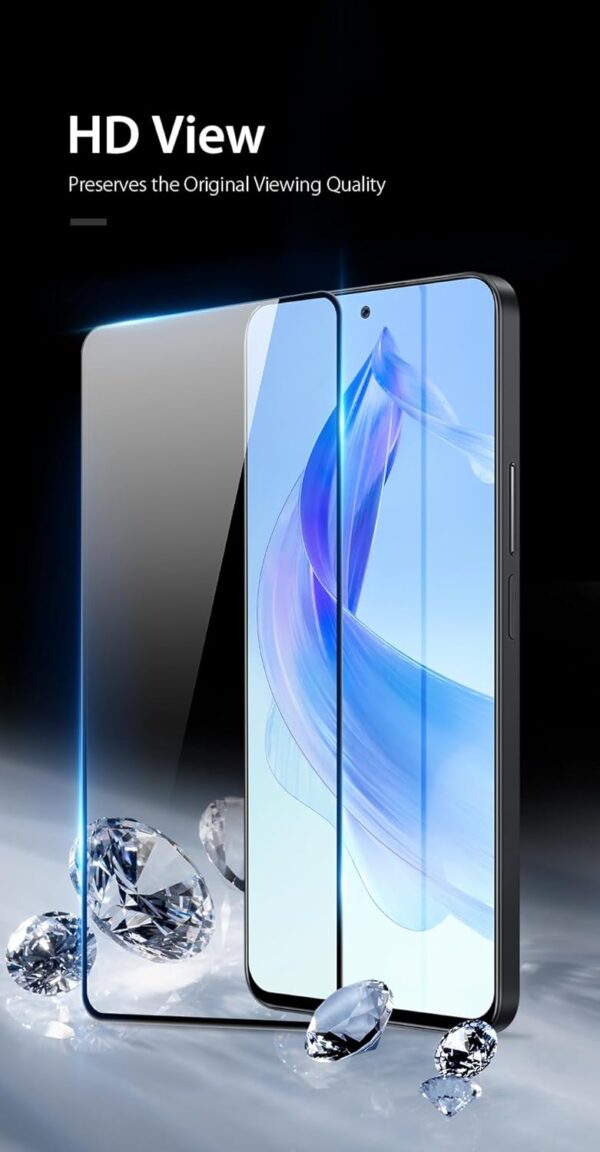 DUX DUCIS 9D Tempered Glass Screen Protector, Designed for Honor 90 Lite/X50i, Medium Alumina Glass Film Full Glue HD Clear Phone Screen Protector - Black (1-Pack) - Image 5