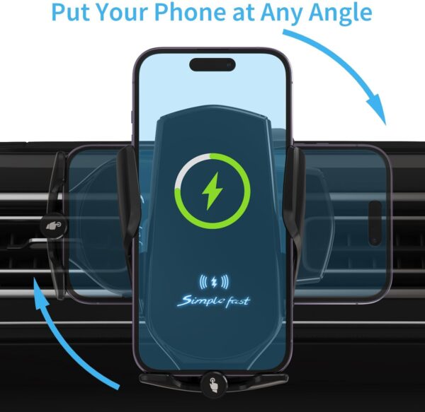 NALACAL 15 W Car Mobile Phone Holder with Charging Function, Automatic Clamping Qi Inductive Charging Station Car Charger Accessories Fast Wireless Charger Car for iPhone Samsung LG - Image 3