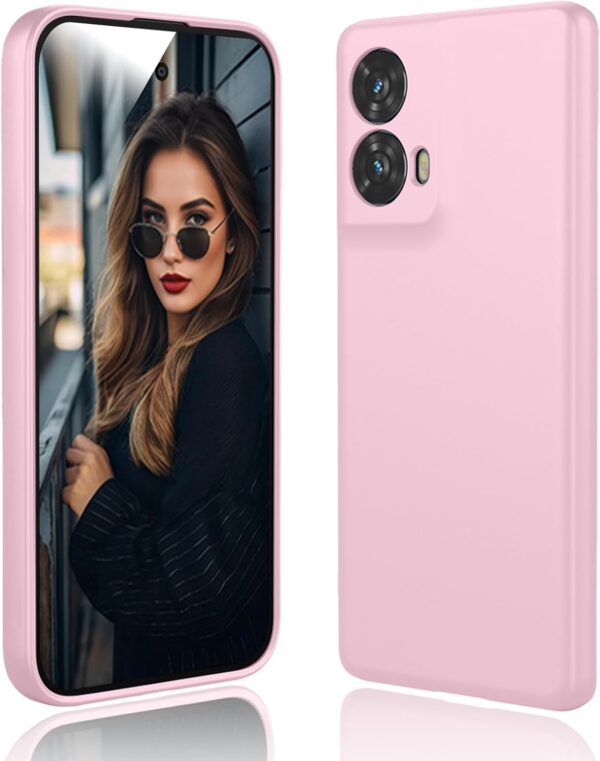 DESSEN Case for Motorola Moto G85 5G - Liquid Silicone Shockproof Protective Case Slim Soft TPU Bumper Shell with Scratch Resistant Microfiber Cloth Lining, Pink - Image 2